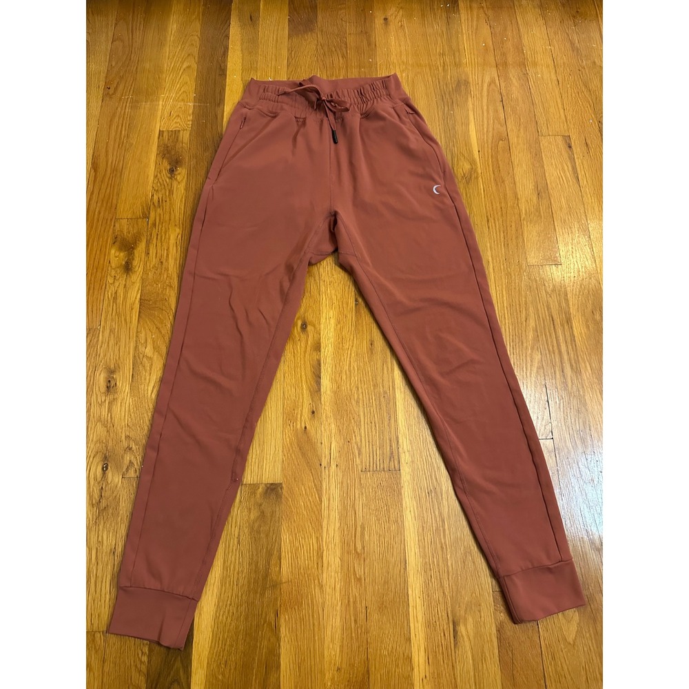 Zyia Active Peak Zipper Joggers Rust Terracotta High Rise Athletic Pants Small